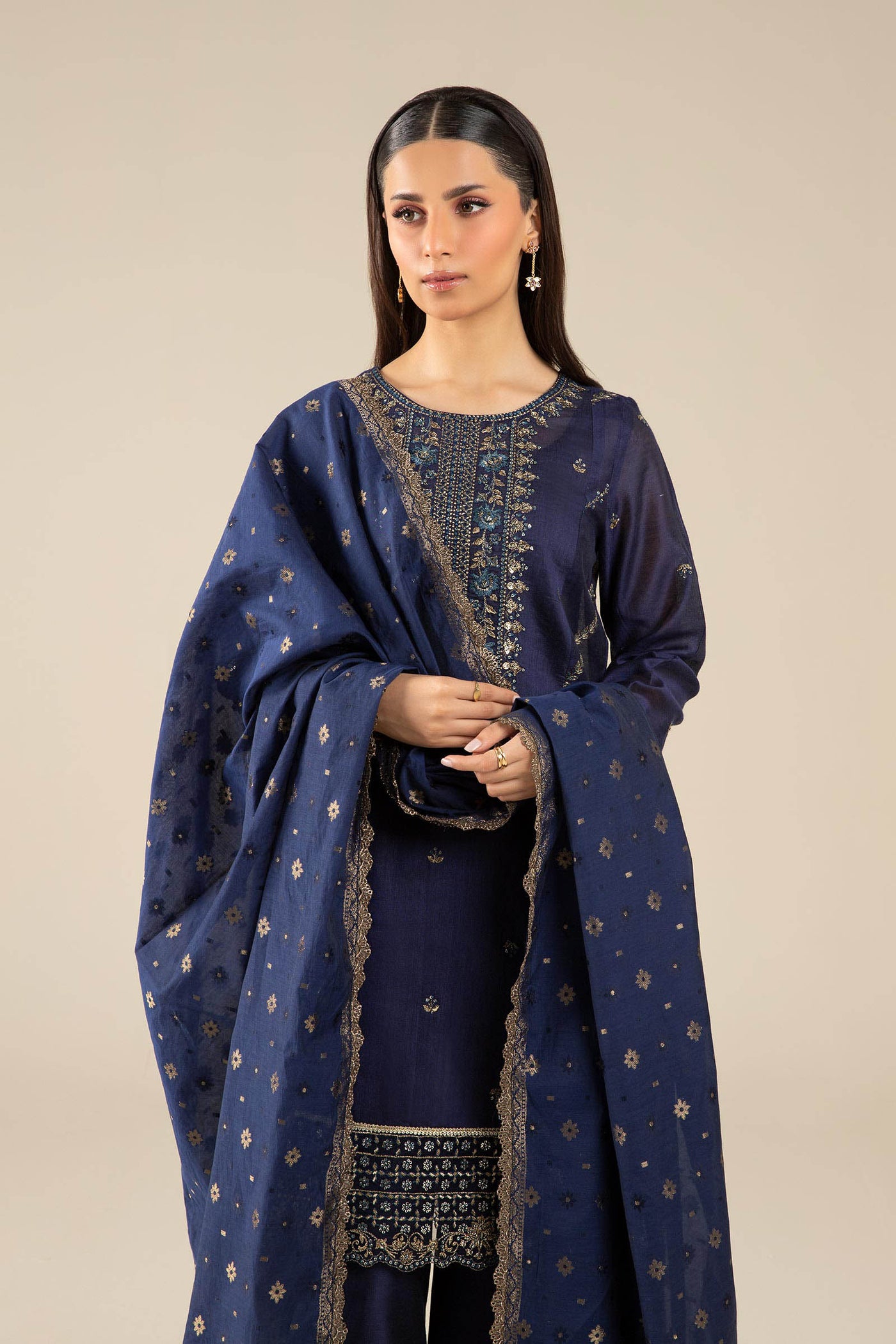 3 Pc Embroidered Two Tone Silk Suit | MB-FS25-30