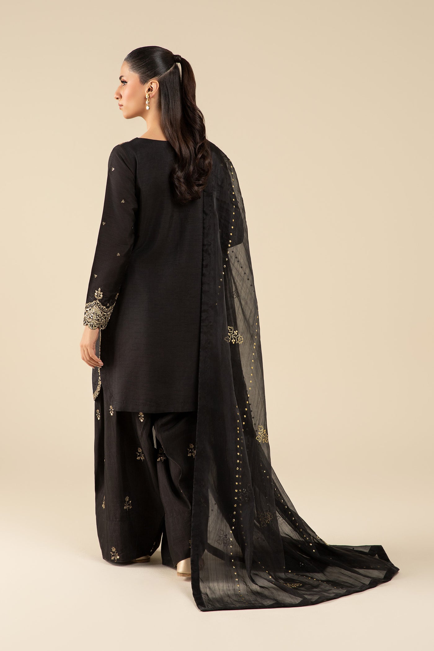 3 Pc Embroidered Raw Silk Suit | MB-FS25-32-B