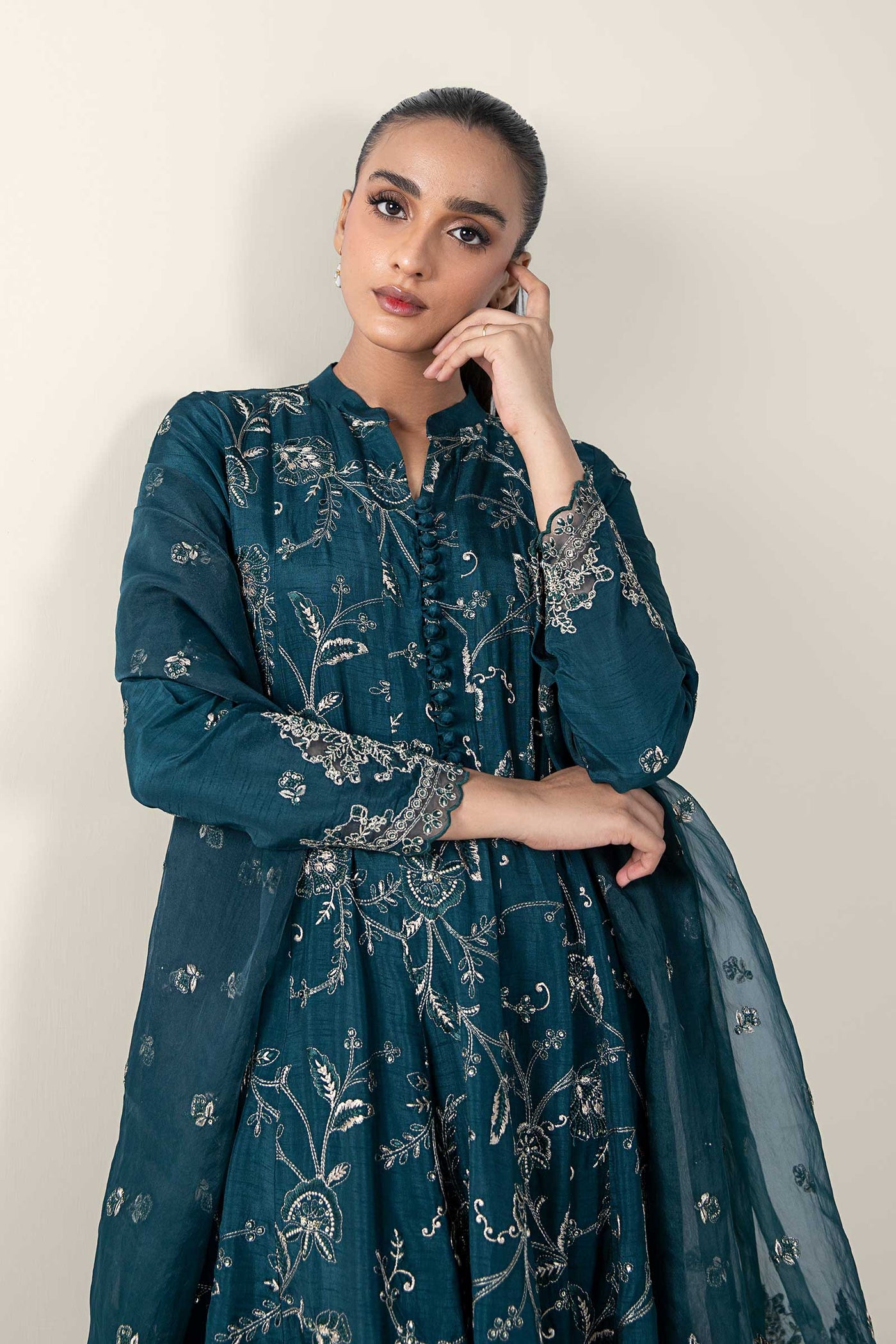 2 Pc Embroidered Raw Silk Suit | MB-WF24-26