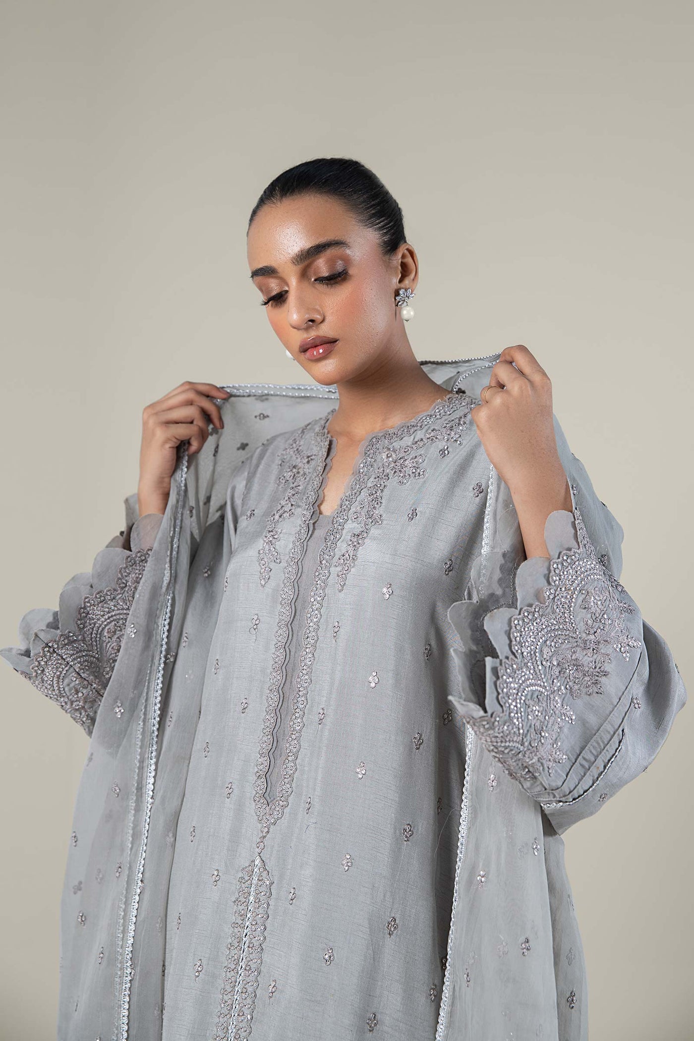 2 Pc Embroidered Raw Silk Suit | MB-WF24-10