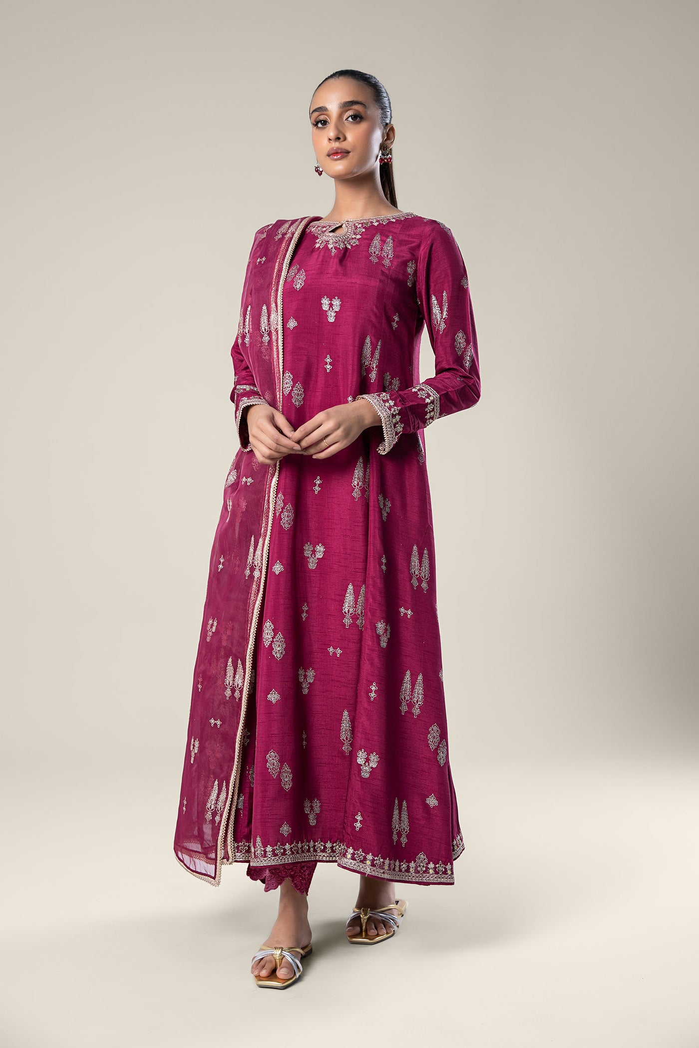 2 Pc Embroidered Raw Silk Suit | MB-WF24-19