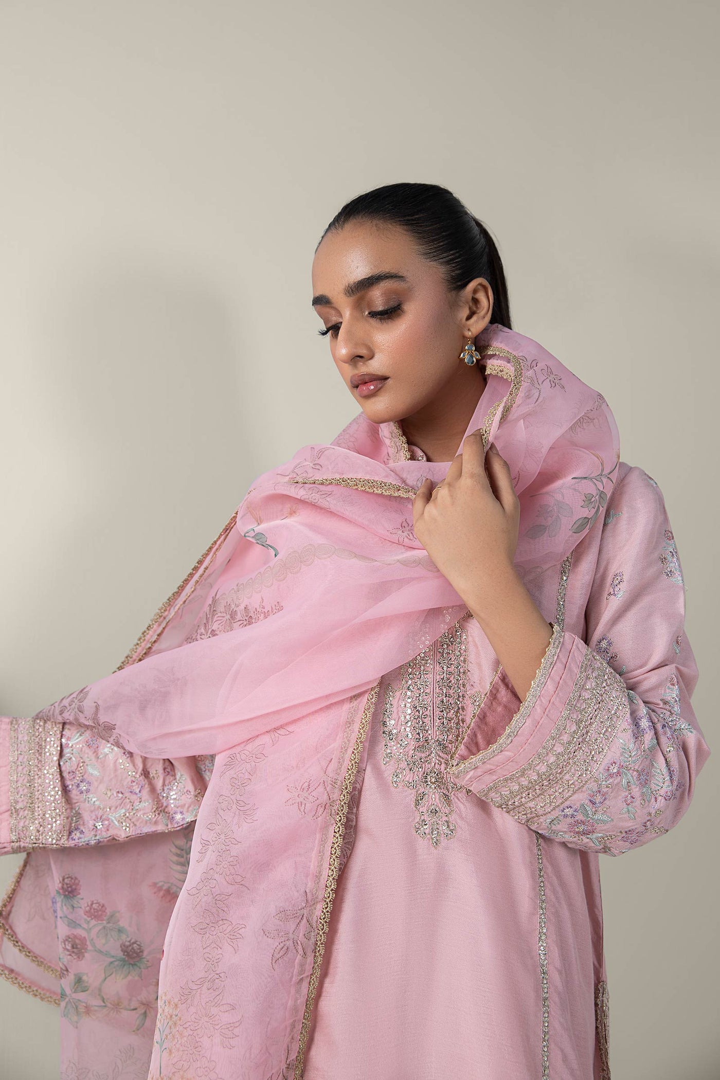 2 Pc Embroidered Khaddi Silk Suit | MB-WF24-22