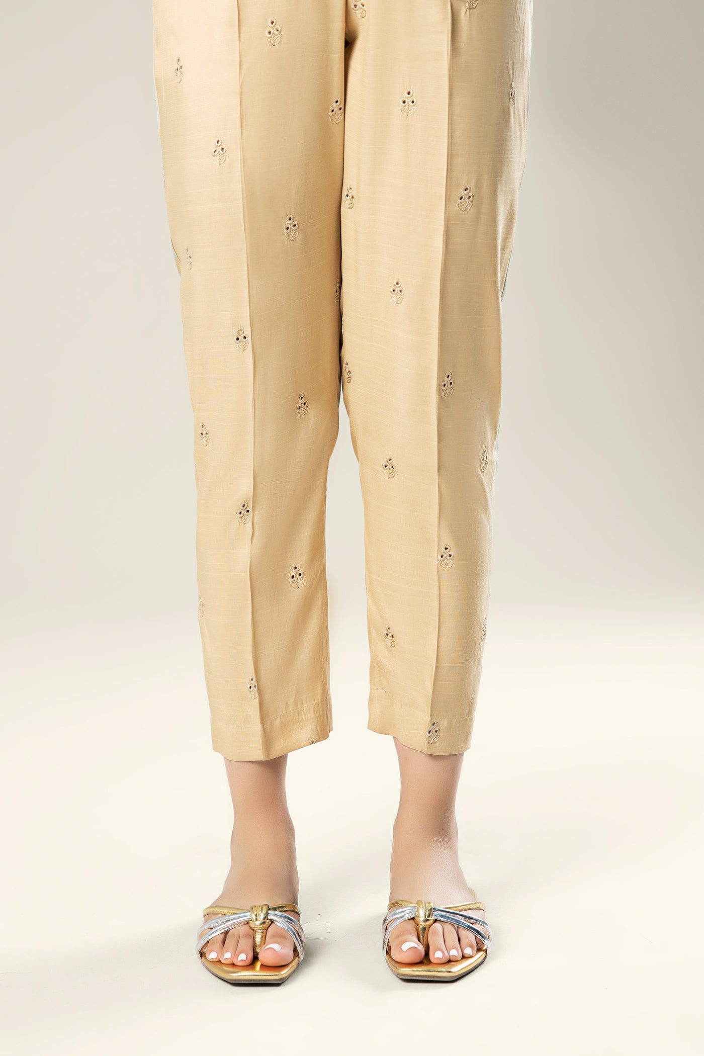 Embroidered Raw Silk Trouser | MB-WF24-05