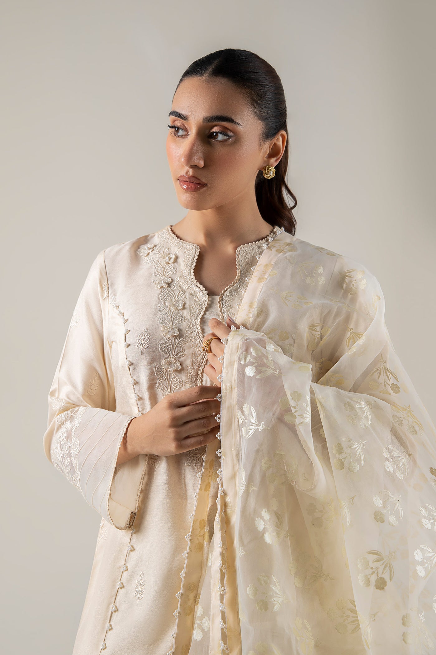 2 Pc Embroidered Khadi Silk Suit | MB-WF24-11