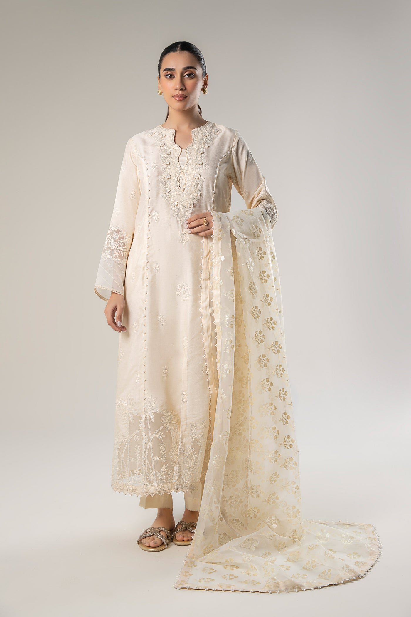 2 Pc Embroidered Khadi Silk Suit | MB-WF24-11