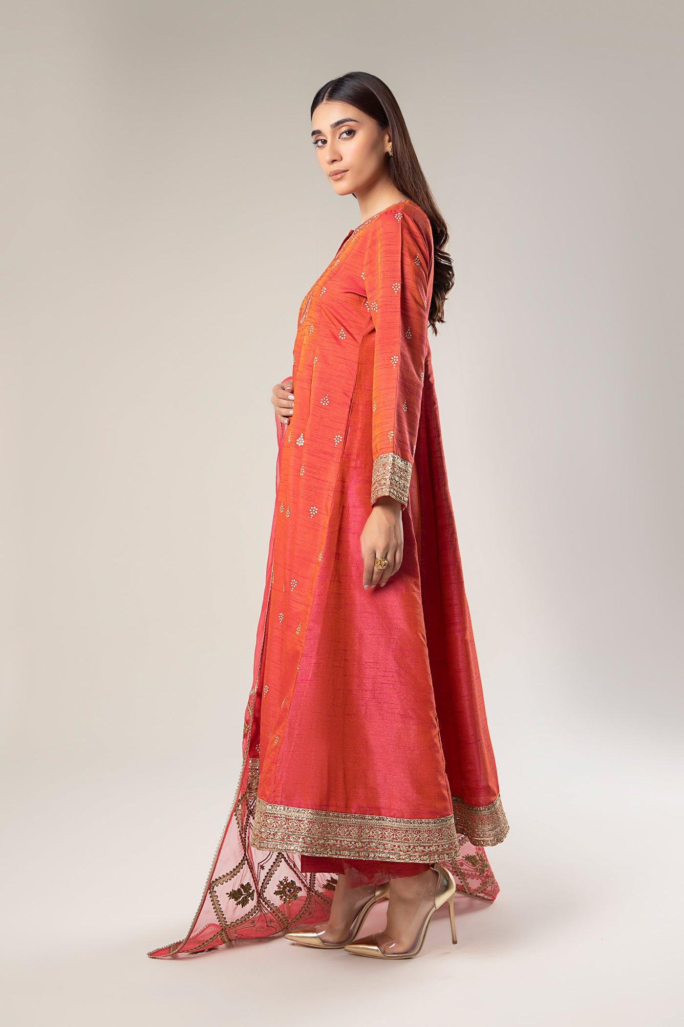 2 Pc Embroidered Tonal Silk Suit | MB-WF24-15