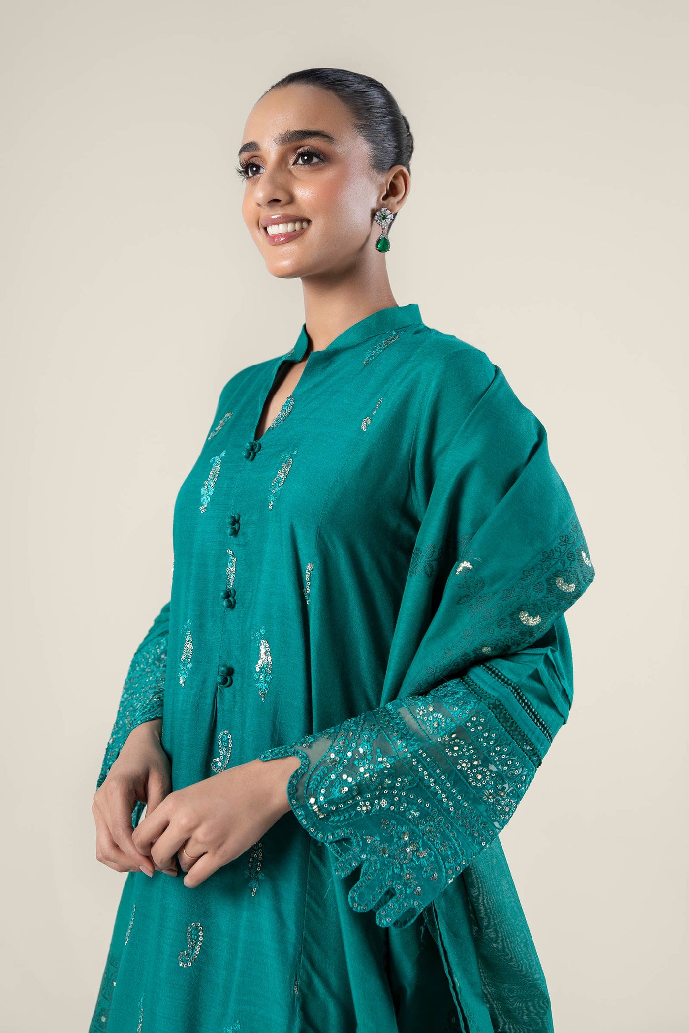 2 Pc Embroidered Khaddi Silk Suit | MB-WF24-21