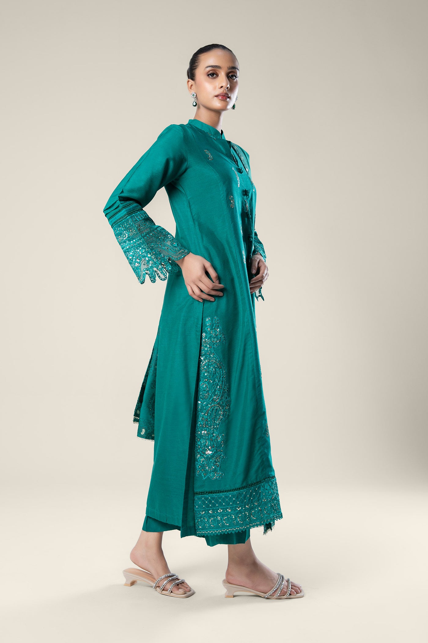 2 Pc Embroidered Khaddi Silk Suit | MB-WF24-21