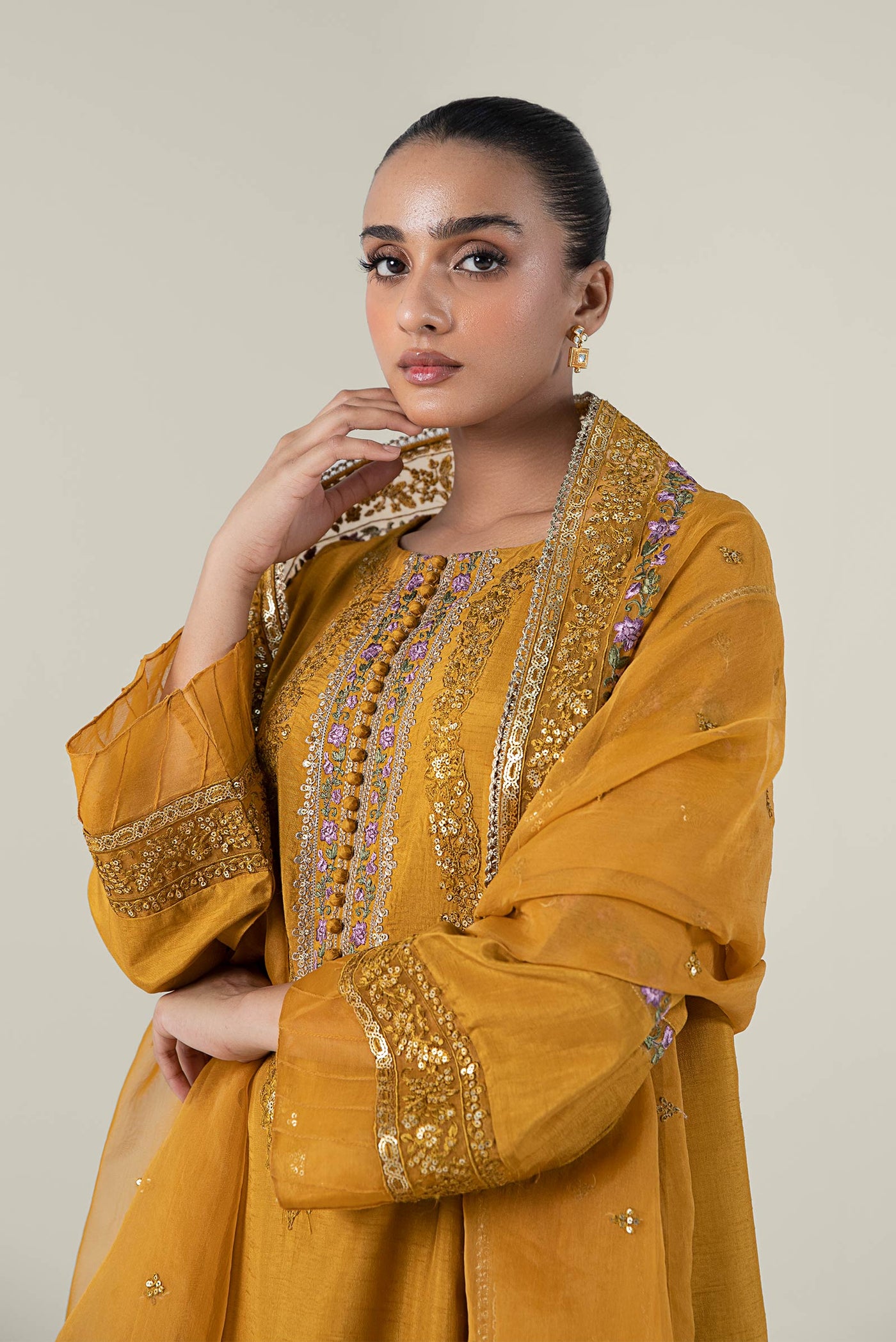 2 Pc Embroidered Raw Silk Suit | MB-WF24-23