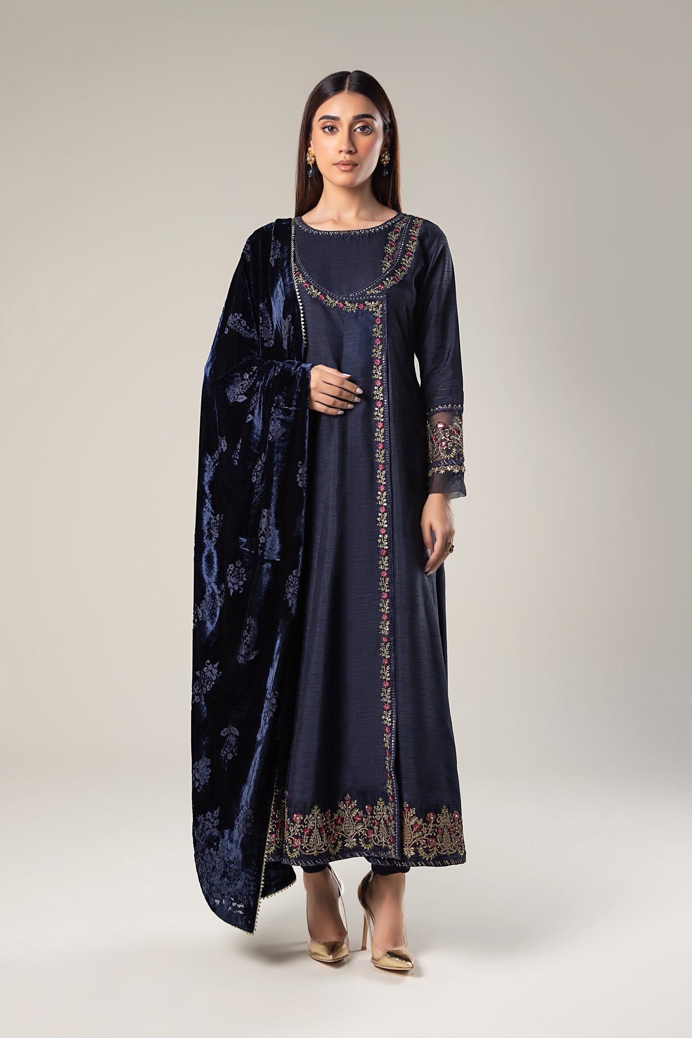 2 Pc Embroidered Raw Silk Suit | MB-WF24-27