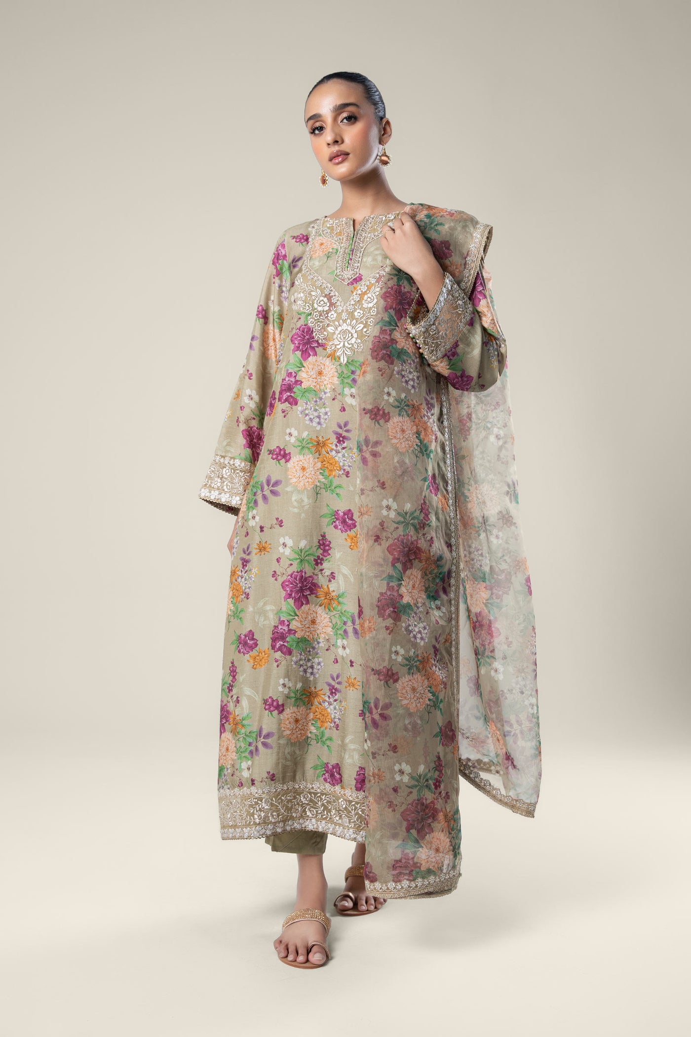 2 Pc Pinted Raw Silk Suit | MB-WF24-33