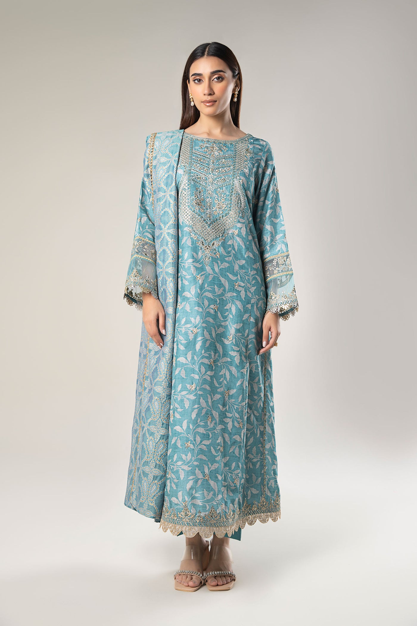 2 Pc Pinted Raw Silk Suit | MB-WF24-34