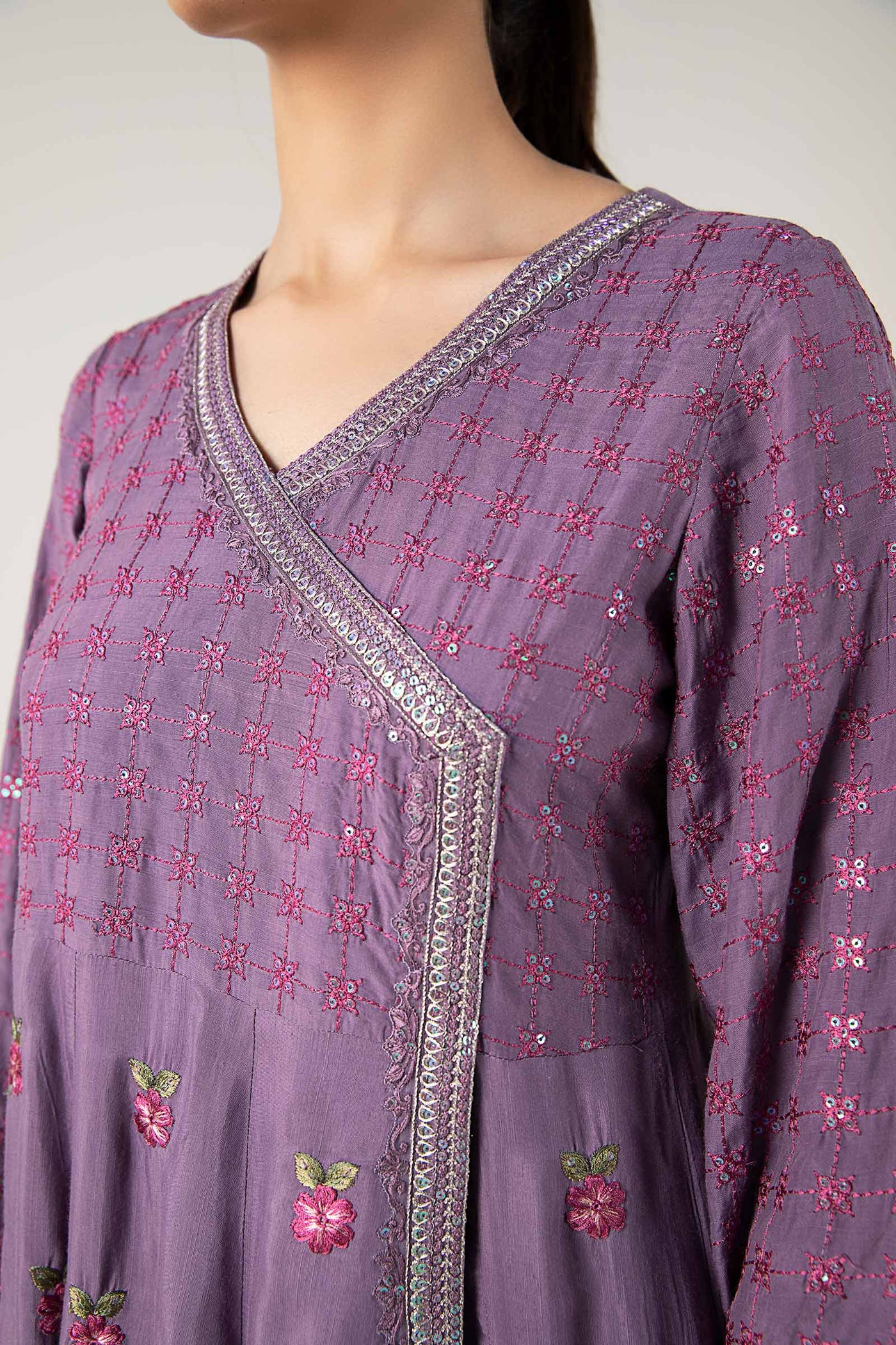 2 Pc Embroidered Raw Silk Suit | MB-WF24-43