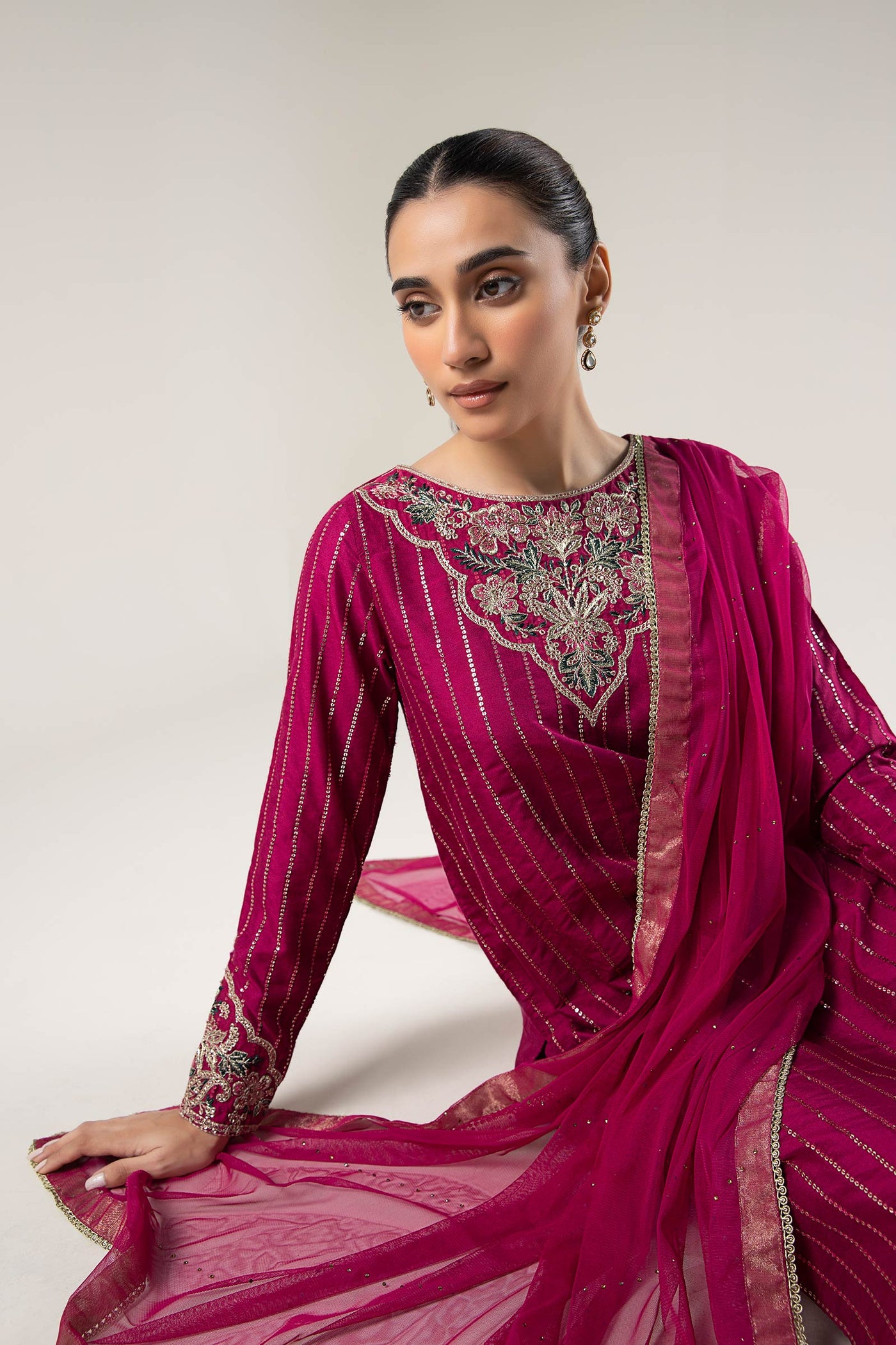 2 Pc Embroidered Khaddi Silk Suit | MB-WF24-44