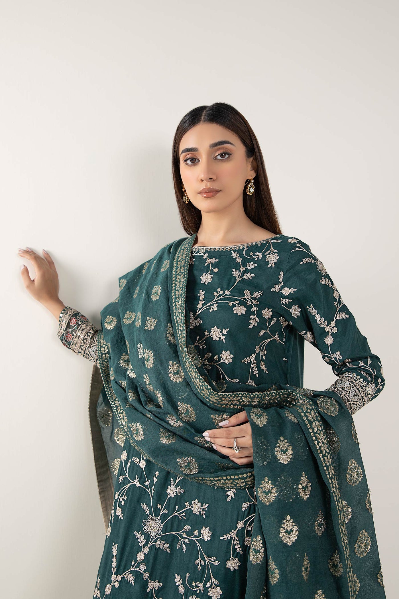 3 Pc Embroidered Raw Silk Suit | MB-WF24-45