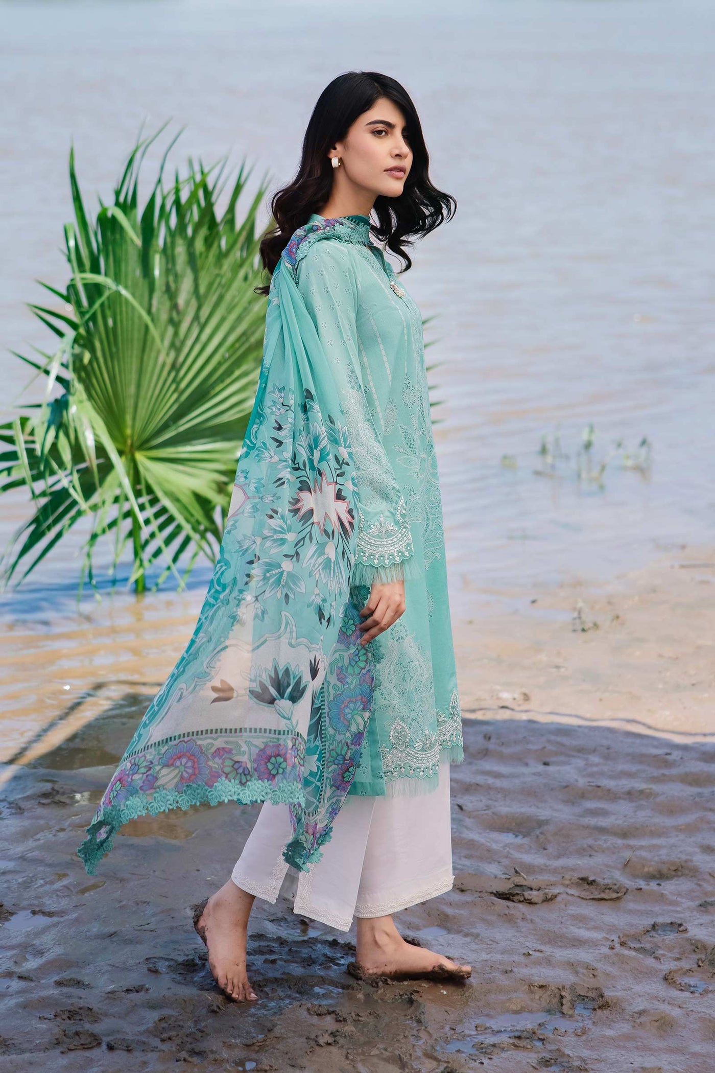 3 Piece Unstitched Embroidered Suit | 408-A