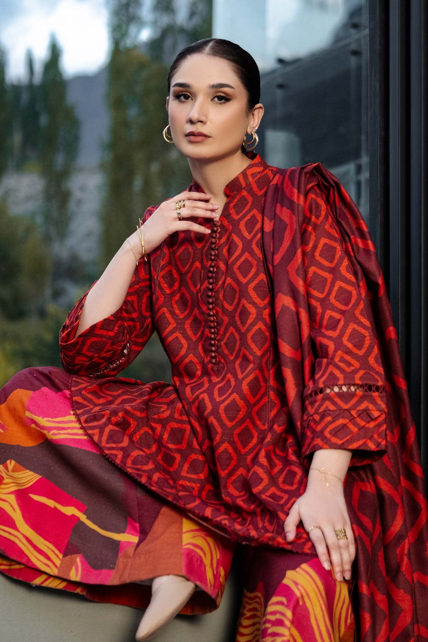 3 Pc Unstitched Printed Khaddar Suit | 506-B