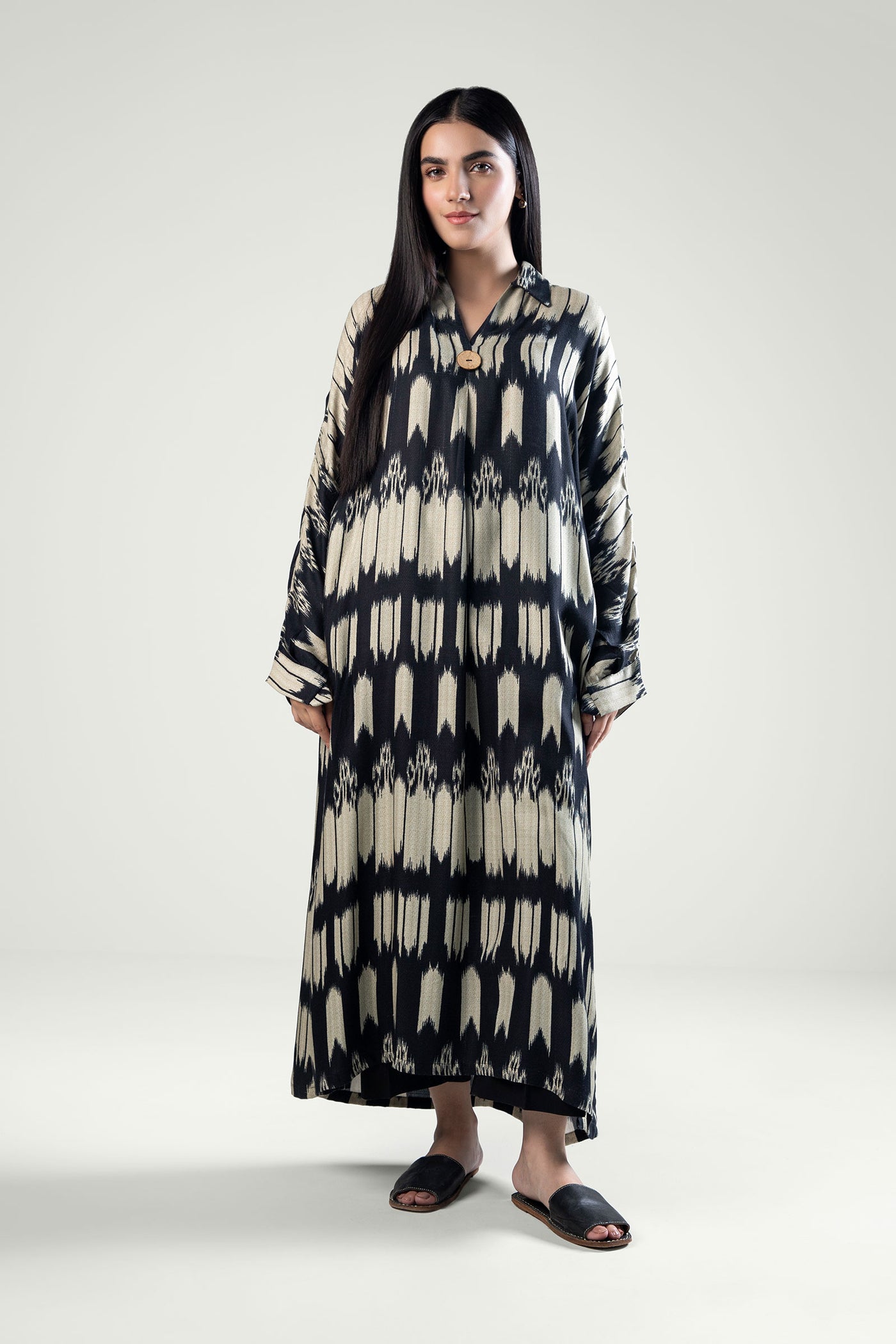 Printed Textured Linen Tunic | MB-WS24-134