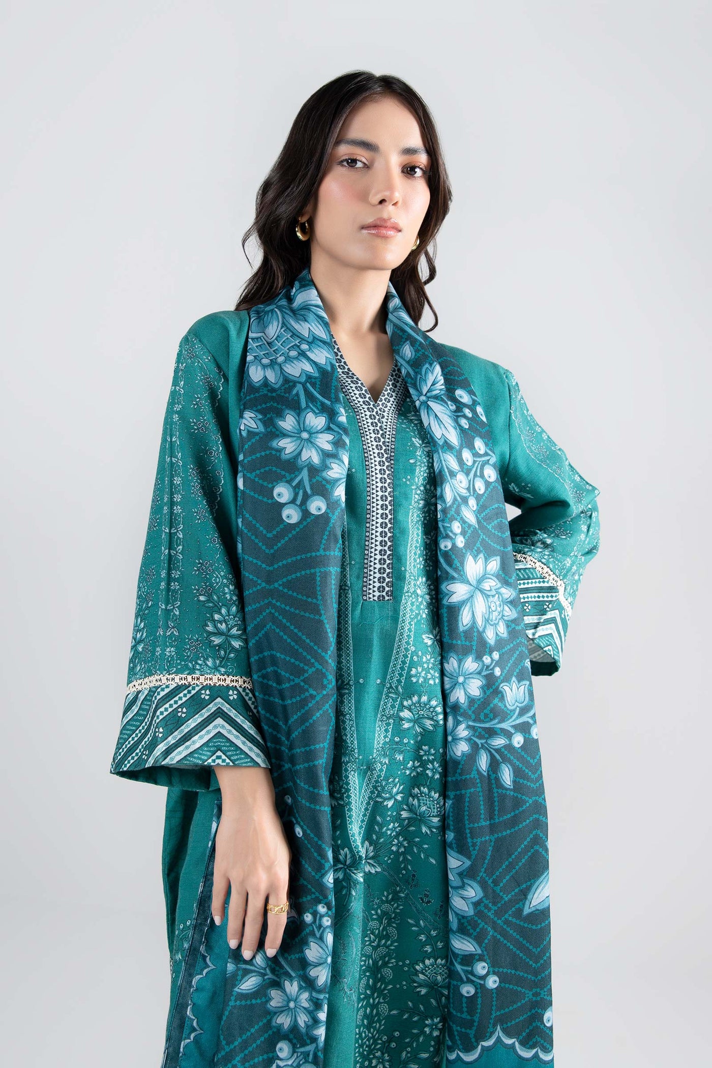 3 Pc Printed Khaddar Suit | MB-WS24-172