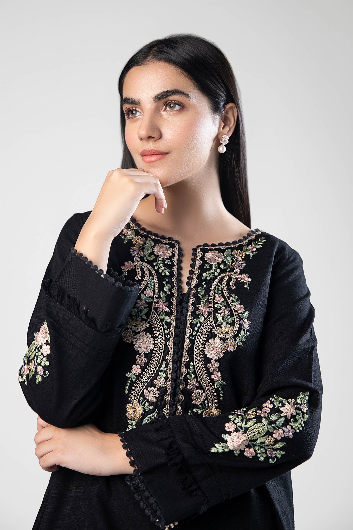 Embroidered Khaddar Shirt | MB-WS24-20