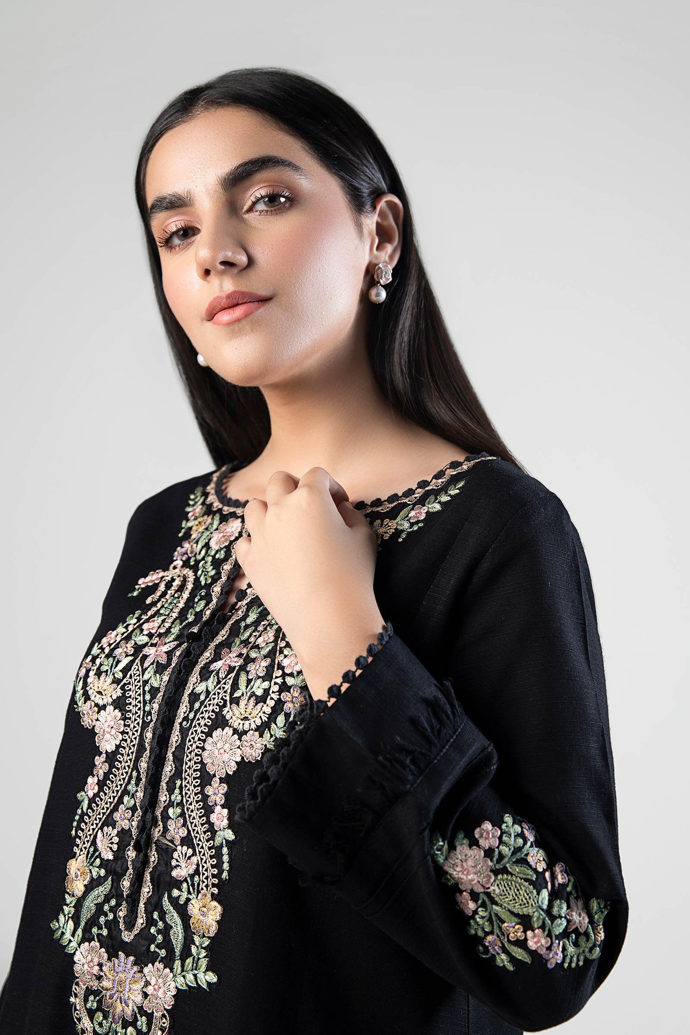 Embroidered Khaddar Shirt | MB-WS24-20