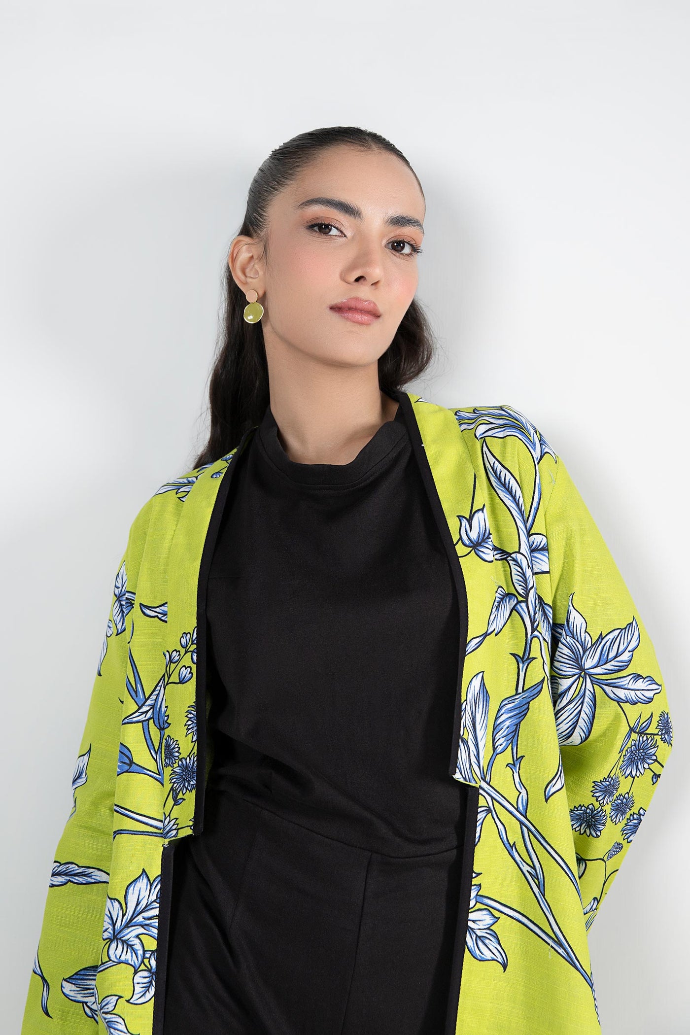 Printed Khaddar Kimono Jacket | MB-WS24-25