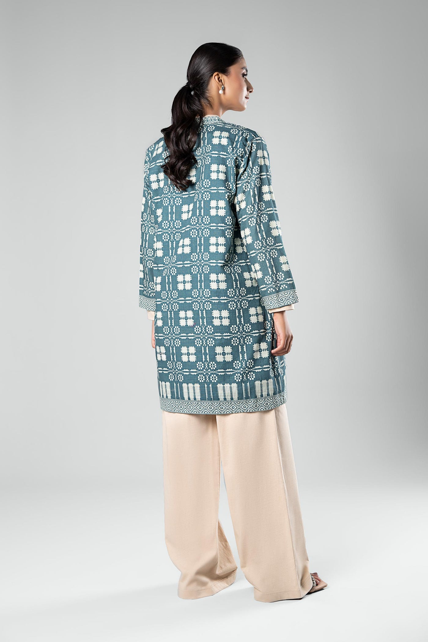 Printed Khaddar Kimono Jacket | MB-WS24-26