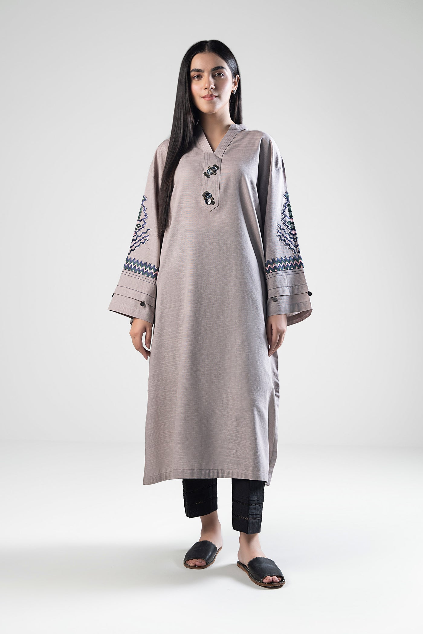 Embroidered Khaddar Shirt | MB-WS24-36