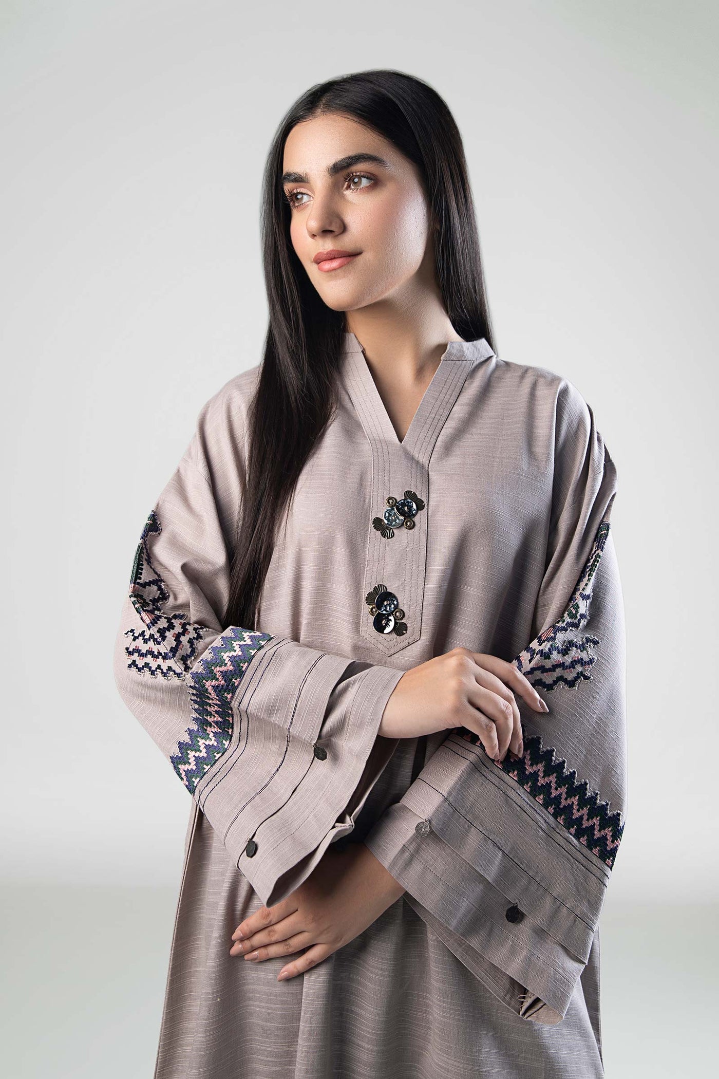 Embroidered Khaddar Shirt | MB-WS24-36