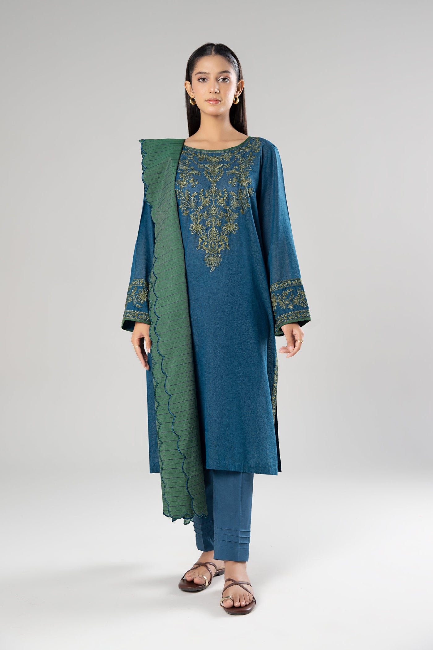 3 Pc Embroidered Neps Suit | MB-WS24-89