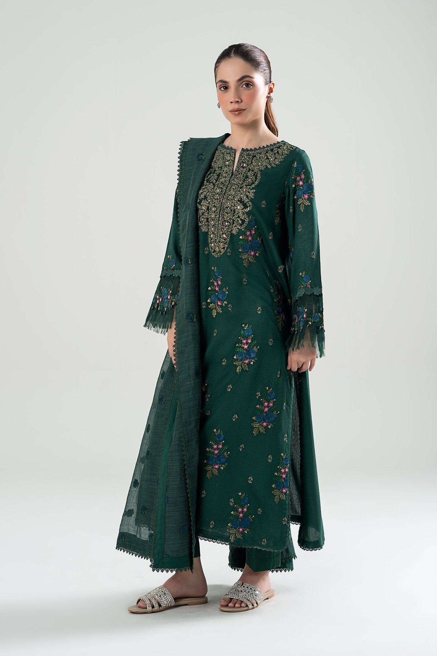 3 Pc Embroidered Karandi Suit | MB-WS24-94