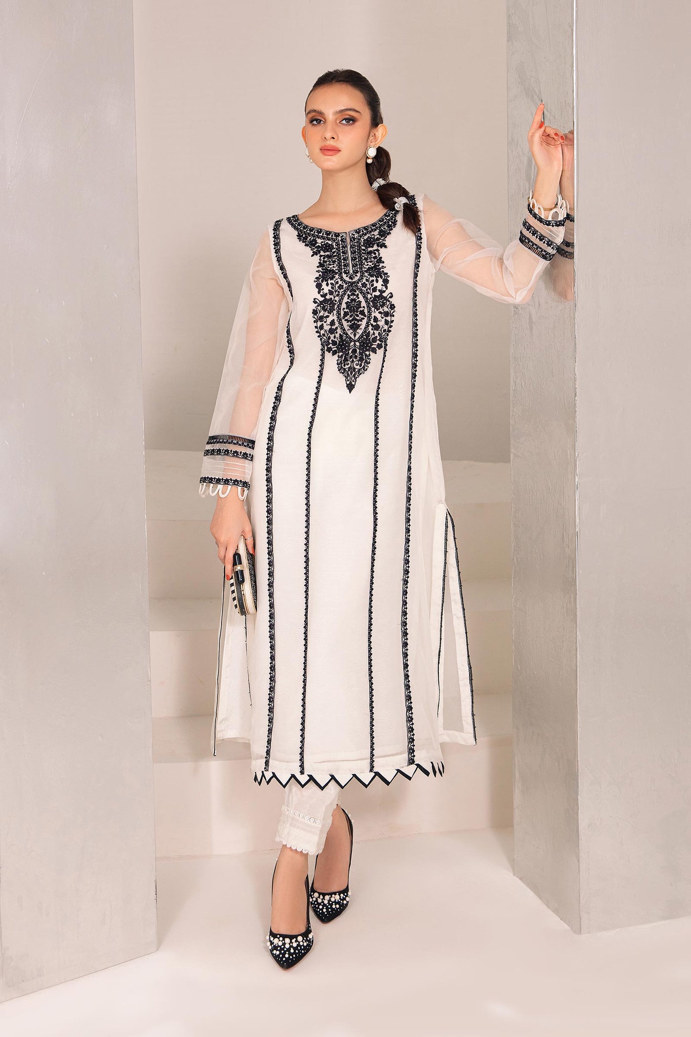 2 Pc Embroidered Raw Silk Suit | MB-F23-411