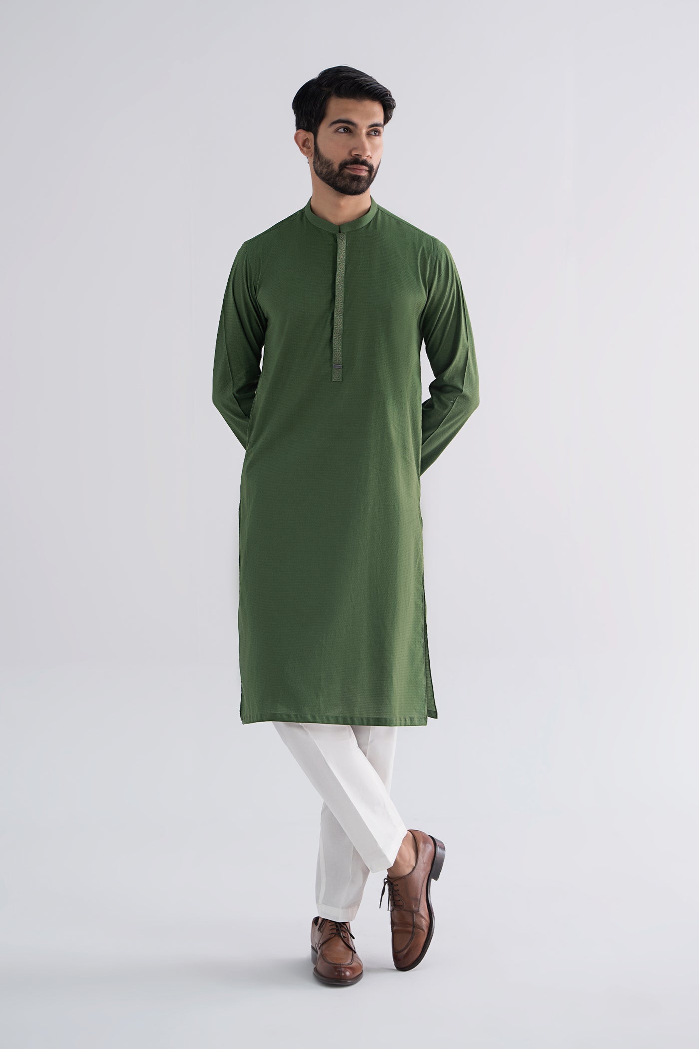 Embroidered Jacquard Kurta | MBM-KR25-08