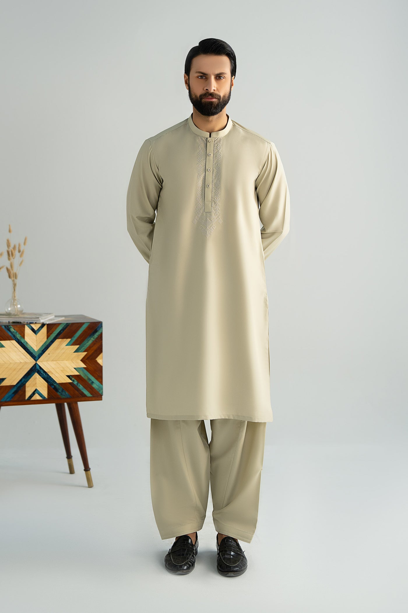 2 Piece Embroidered Blended Suit | MBMS-2P25-05