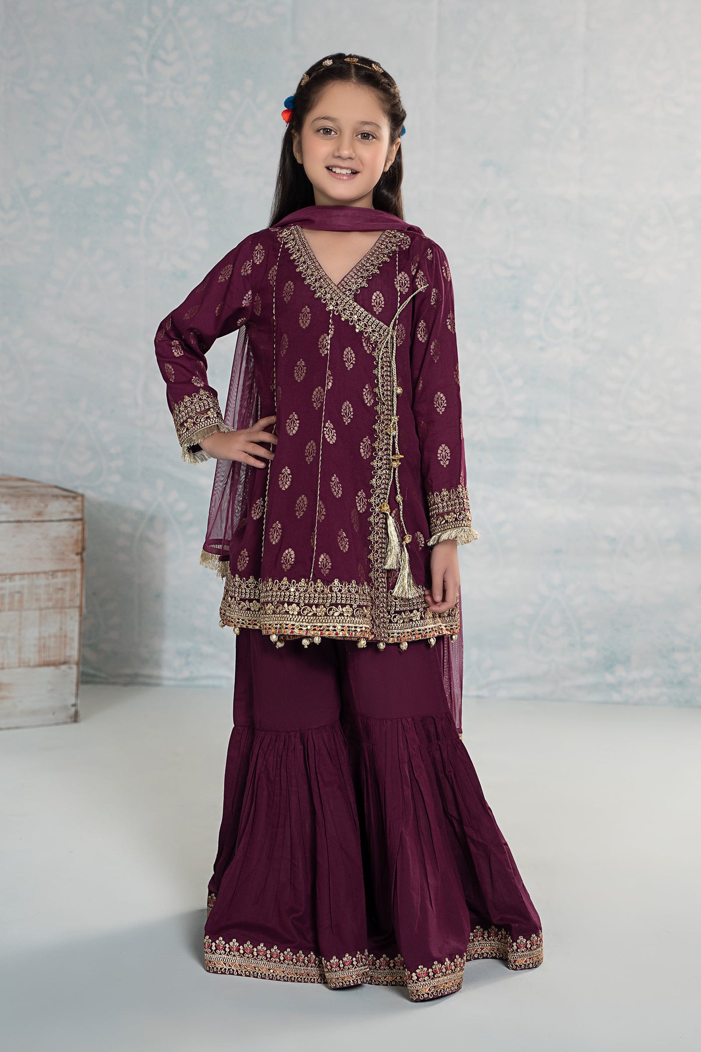 3 Piece Embroidered Jacquard Suit | MKD-EF24-12