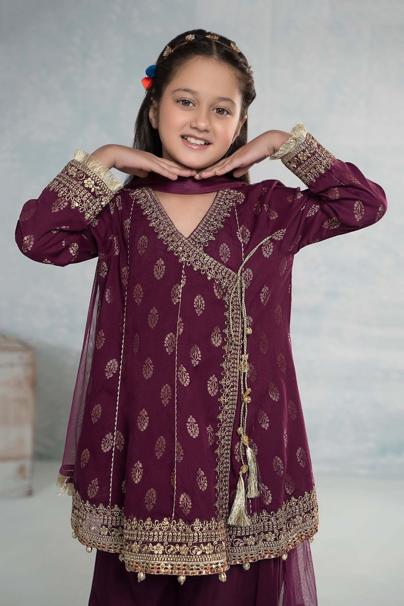 3 Piece Embroidered Jacquard Suit | MKD-EF24-12