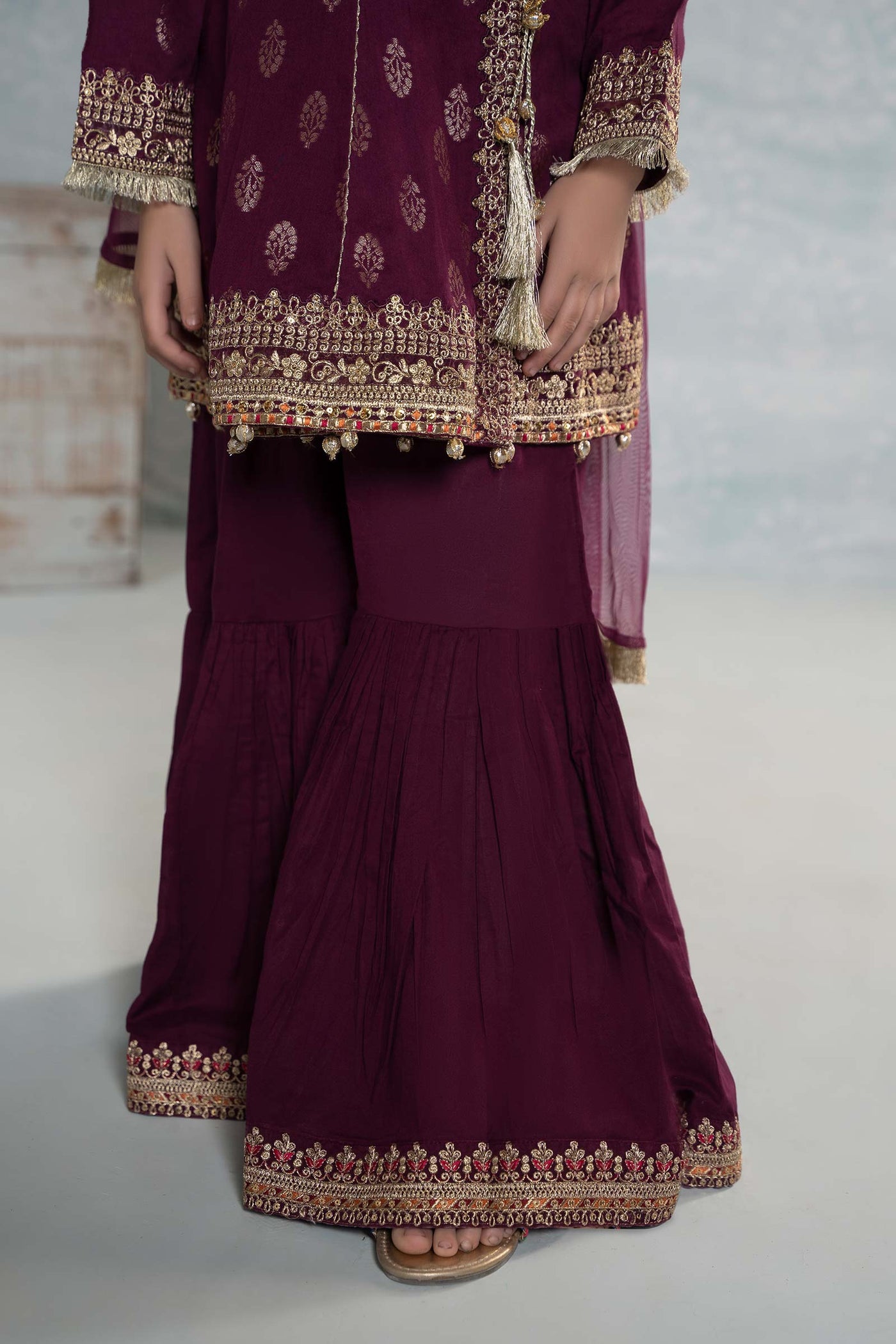 3 Piece Embroidered Jacquard Suit | MKD-EF24-12