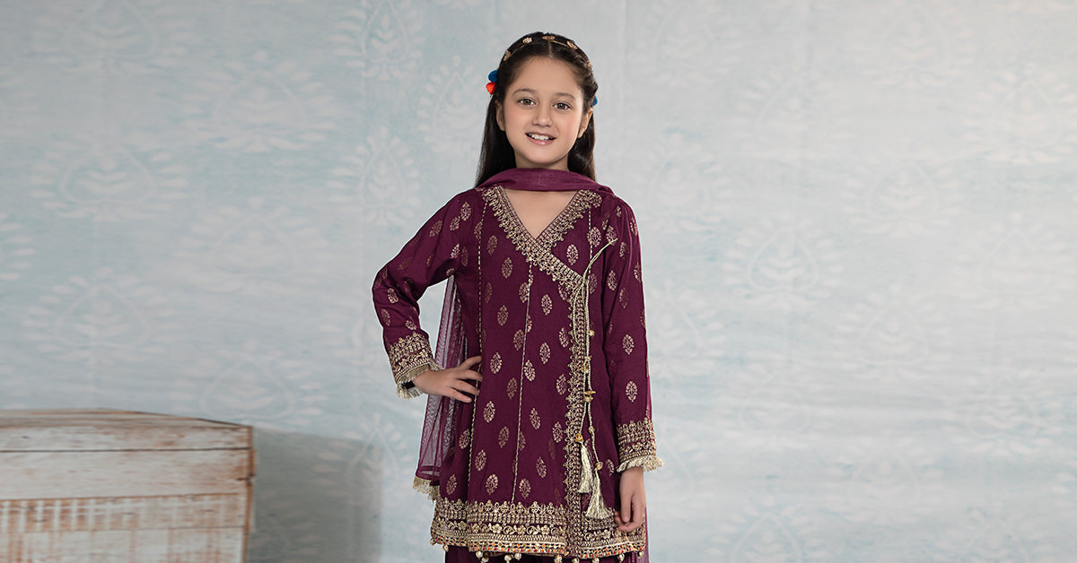 3 Piece Embroidered Jacquard Suit | MKD-EF24-12