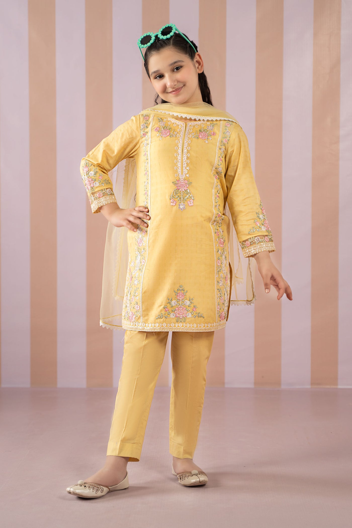 3 Piece Embroidered Dobby Lawn Suit | MKD-EF25-50