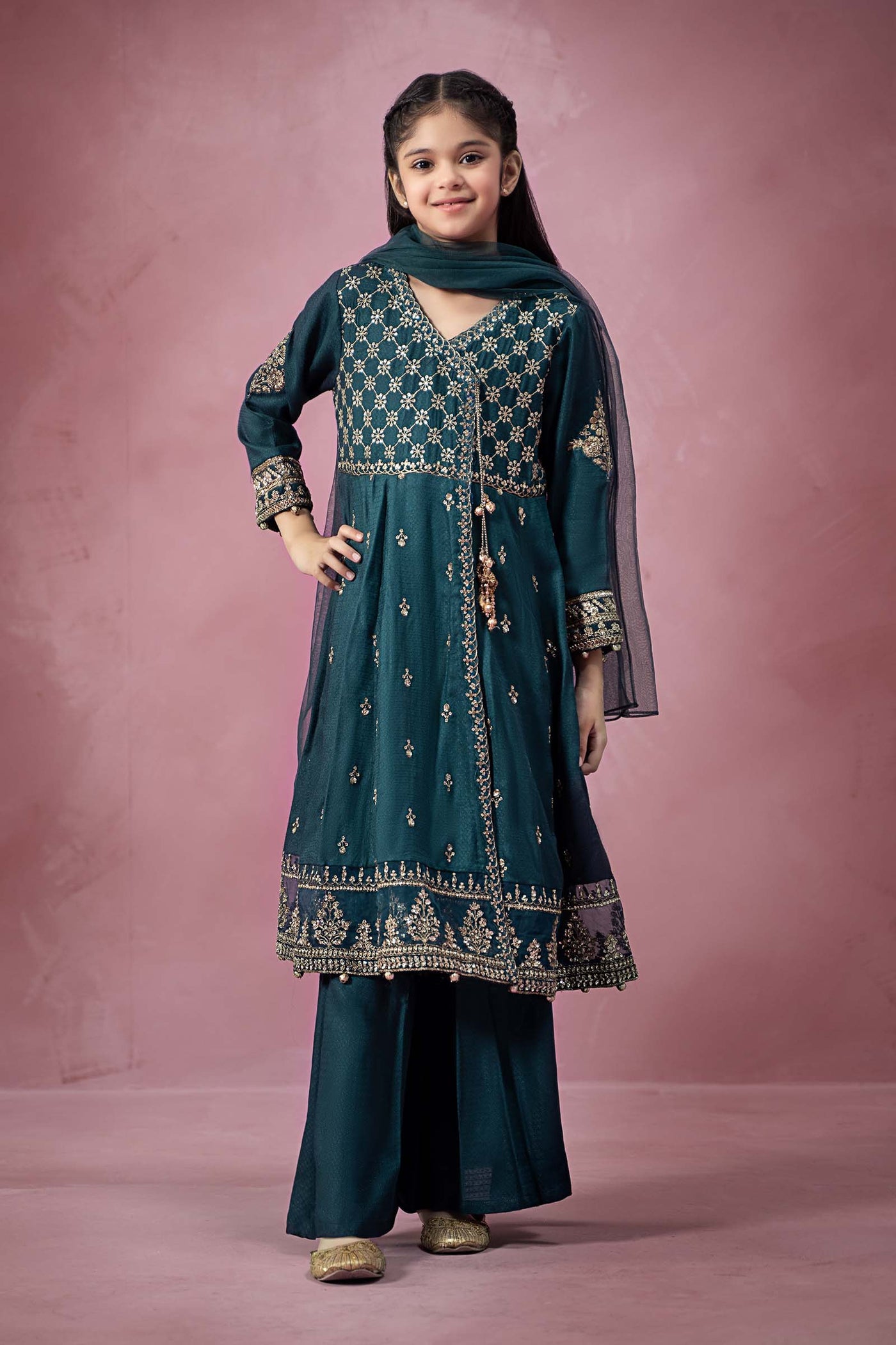 3 Piece Embroidered Linen Suit | MKD-W24-02