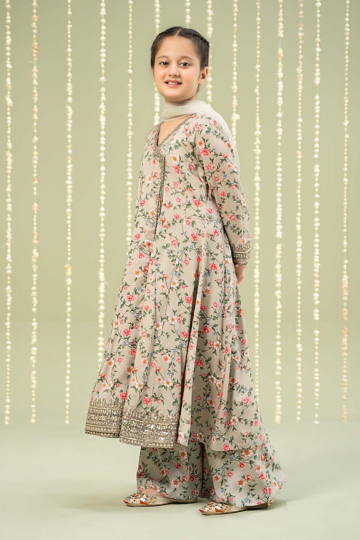 3 Piece Printed Linen Suit | MKD-W24-26