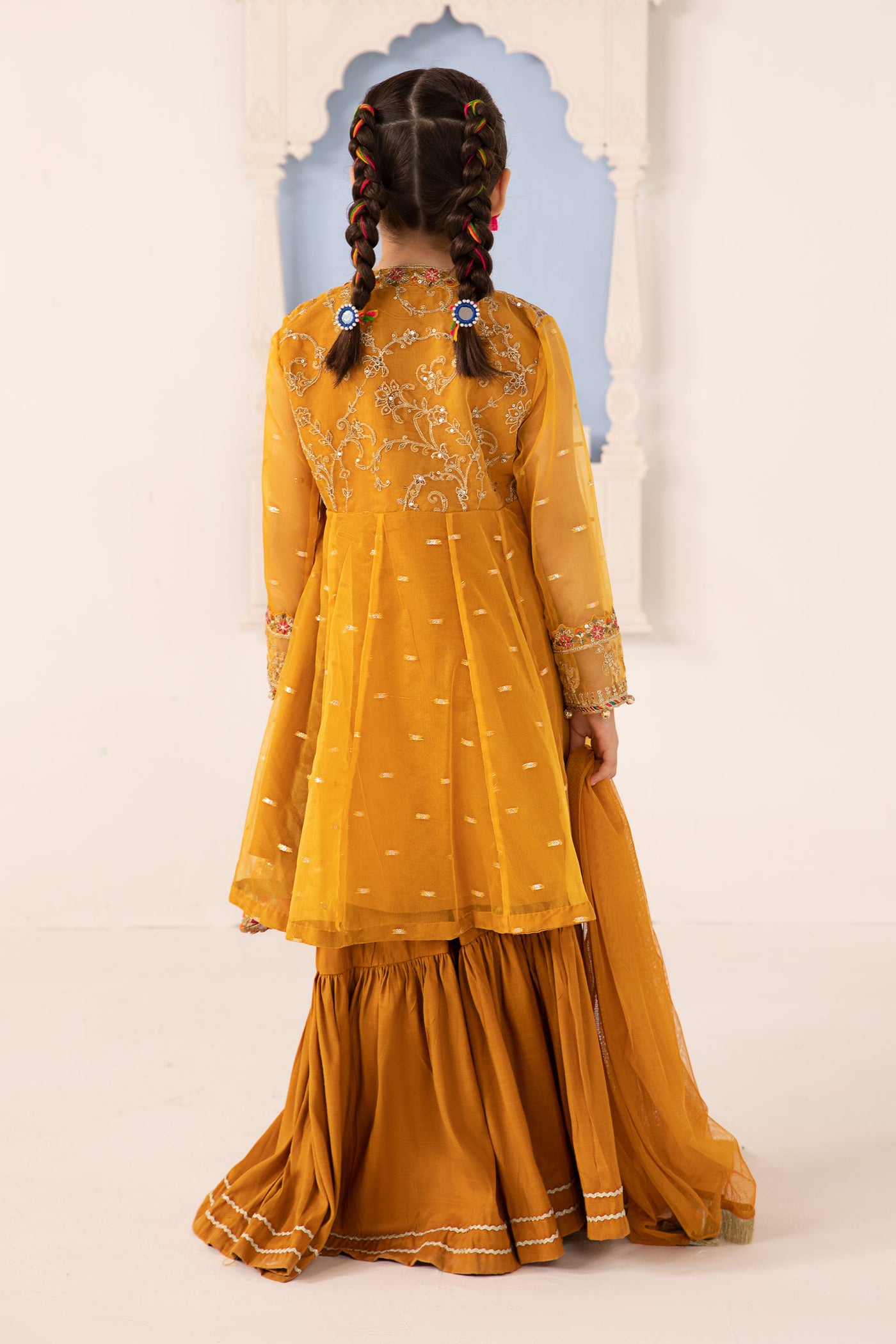 3 Piece Embroidered Lurex Organza Suit | MKS-EA24-14