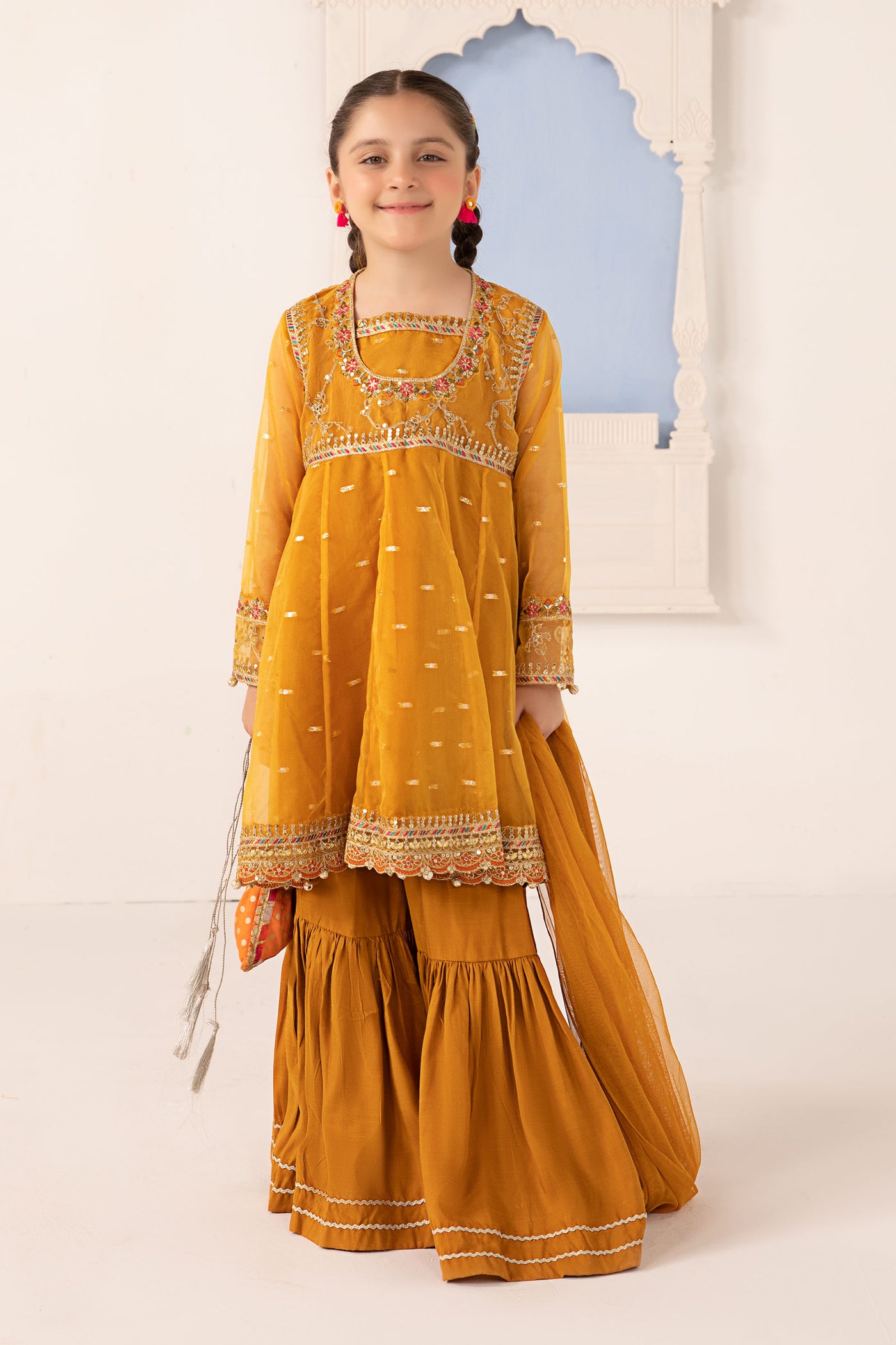 3 Piece Embroidered Lurex Organza Suit | MKS-EA24-14