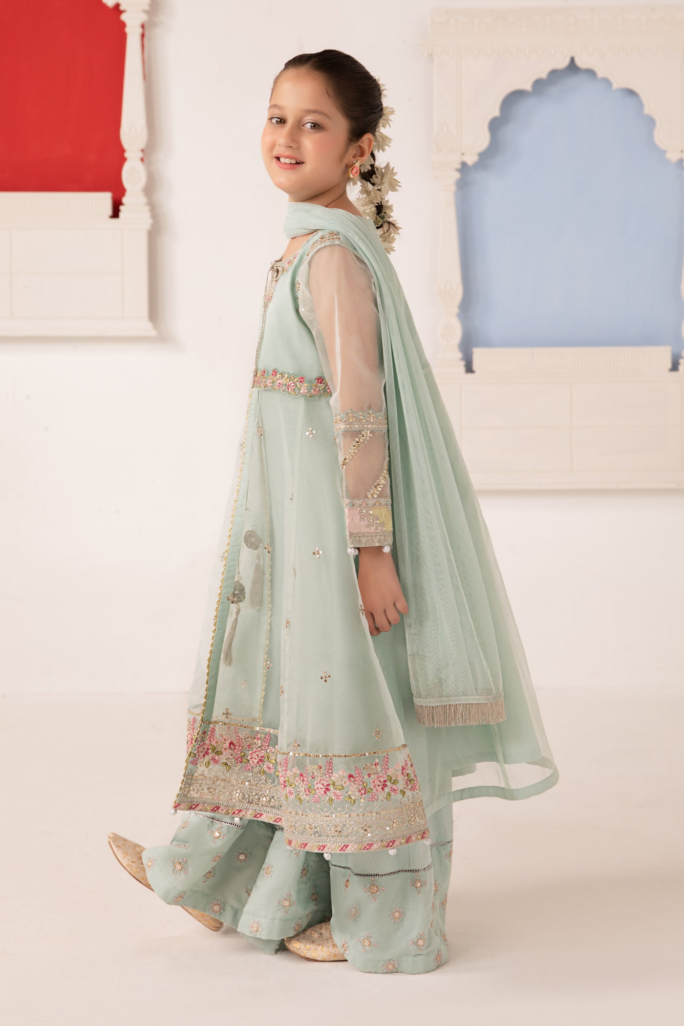 3 Piece Embroidered Organza Suit | MKS-EA24-18