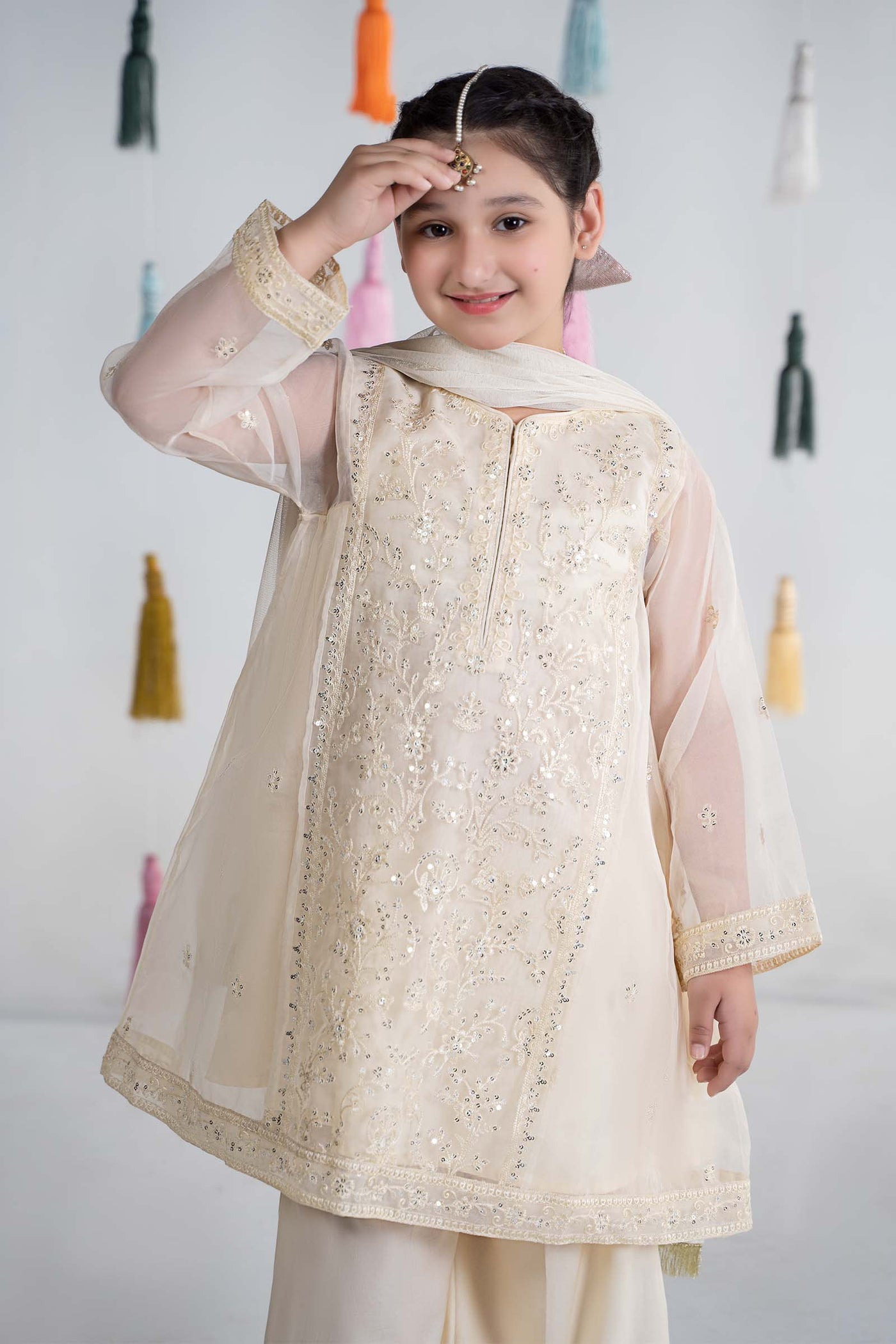 3 Piece Embroidered Organza Suit | MKS-EA24-25