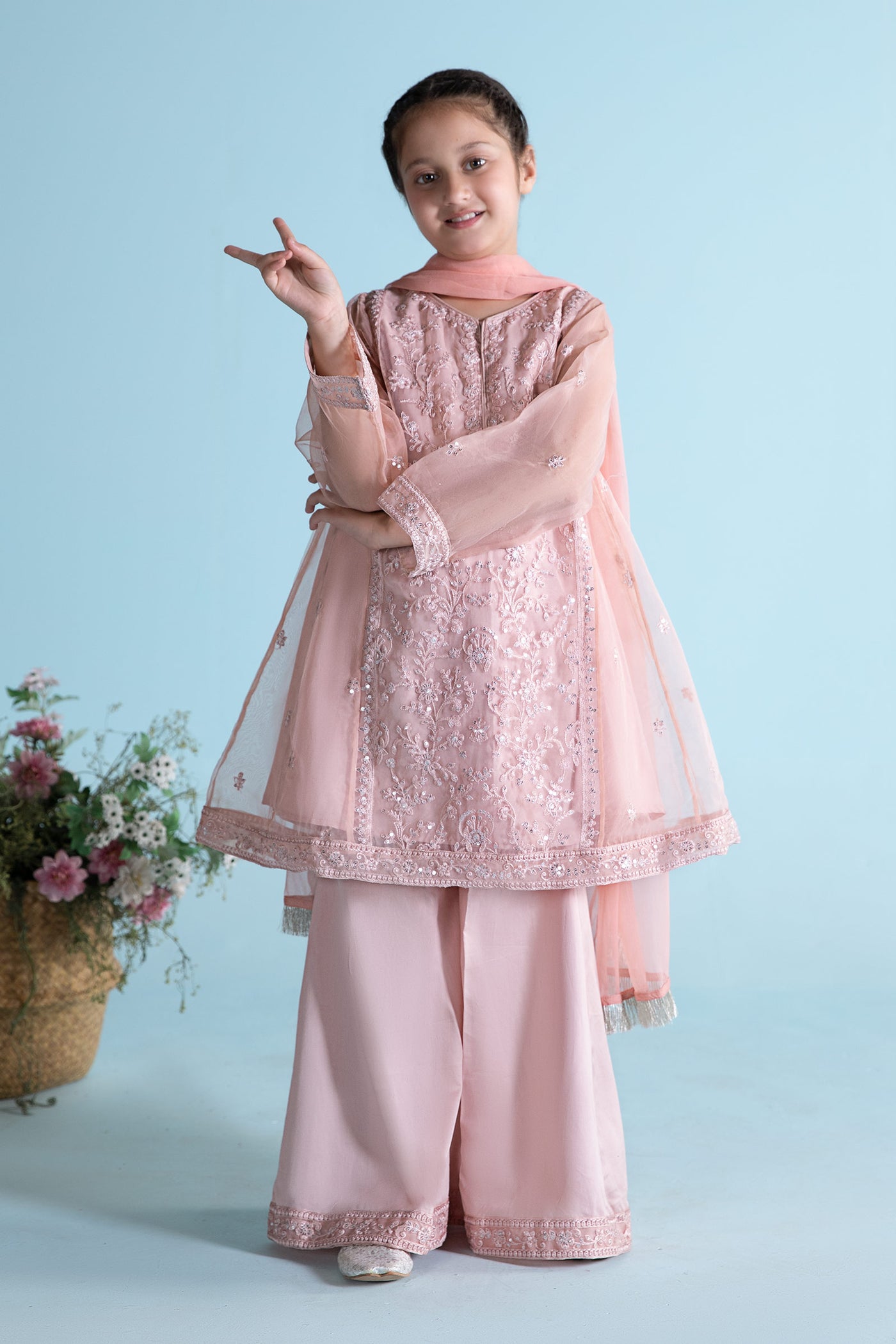 3 Piece Embroidered Organza Suit | MKS-EA24-25