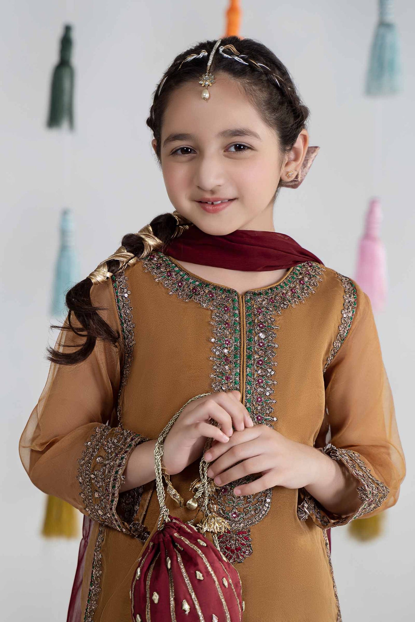 3 Piece Embroidered Organza Suit | MKS-EA24-33