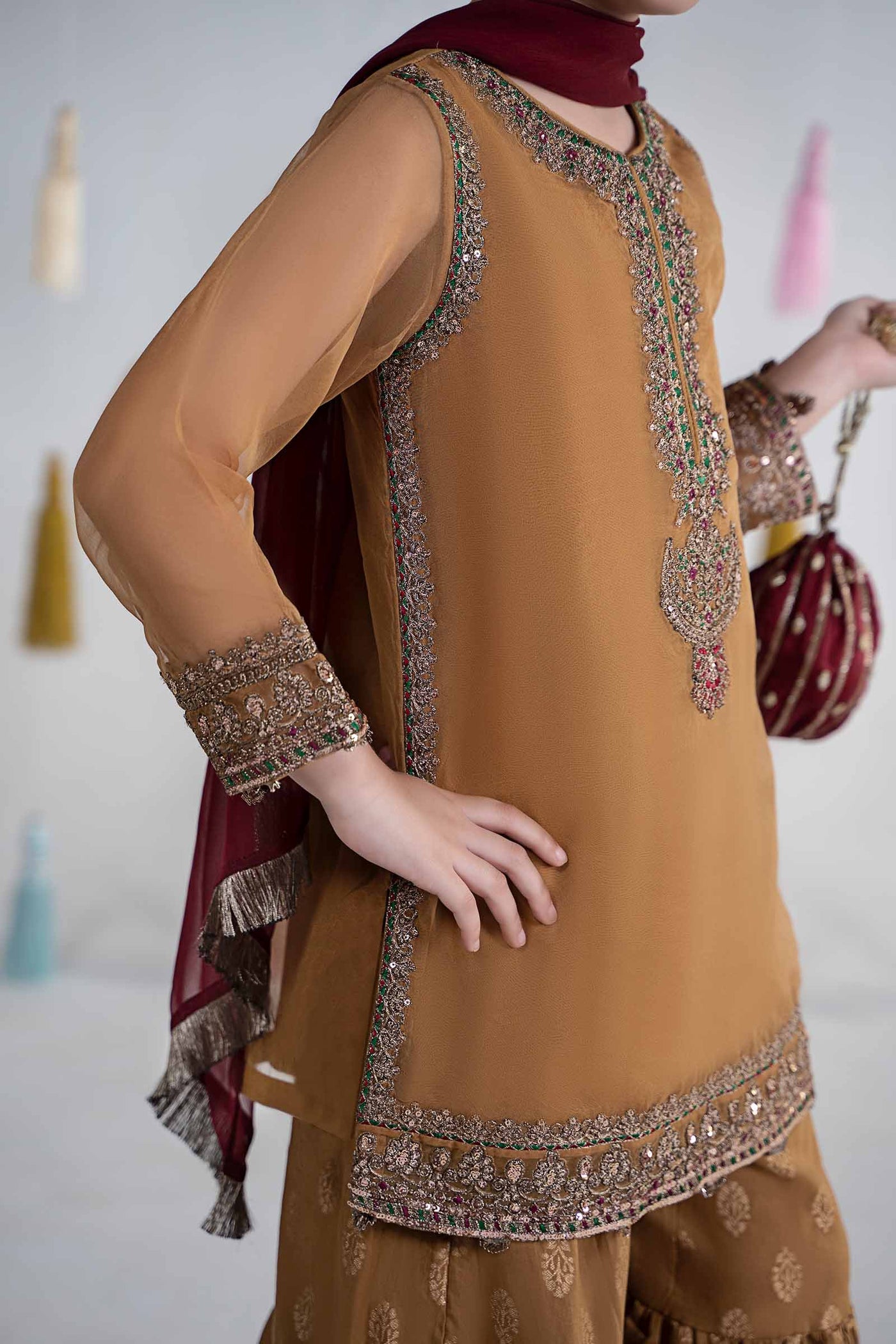 3 Piece Embroidered Organza Suit | MKS-EA24-33