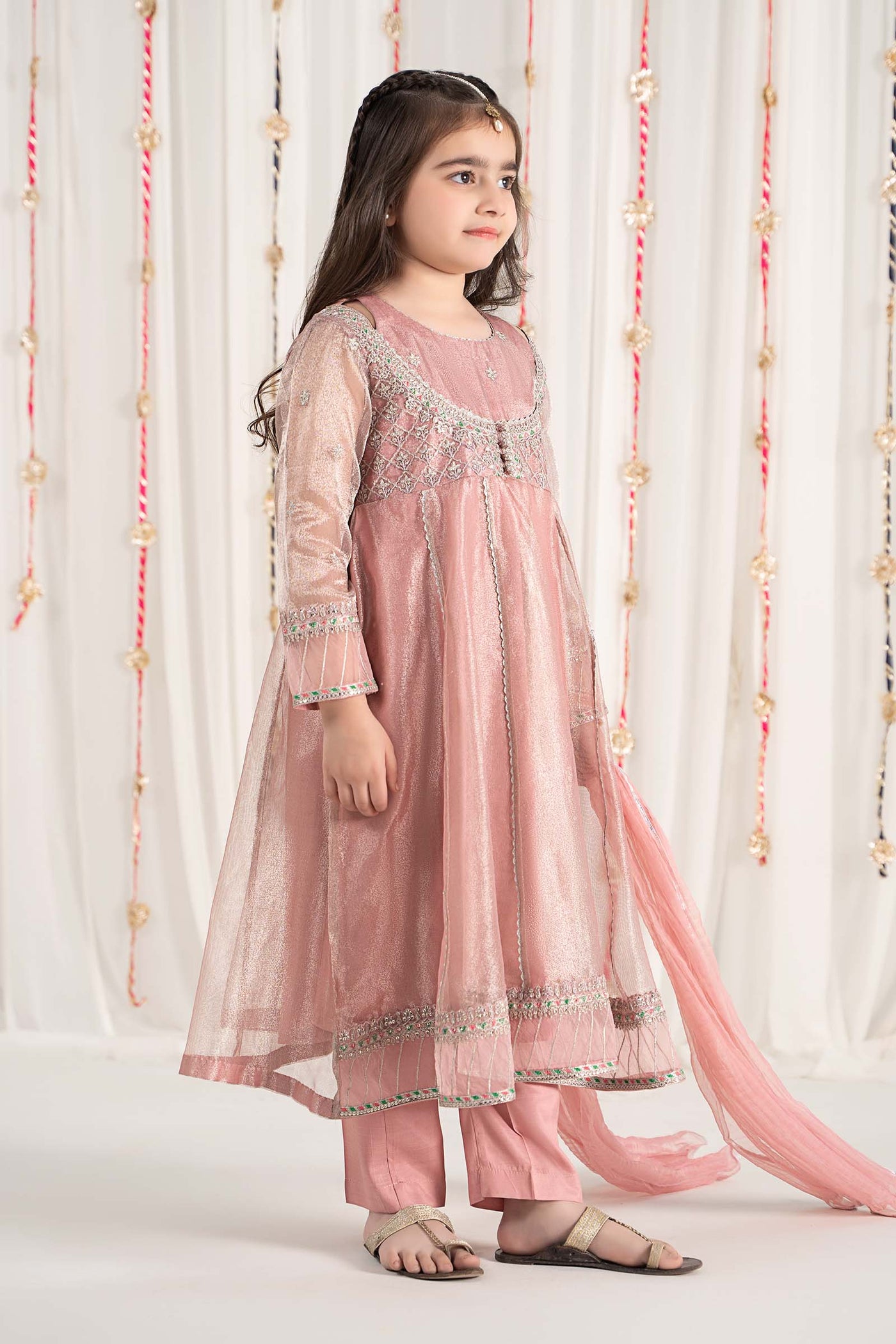 3 Piece Embroidered Zari Net Suit | MKS-EF25-01