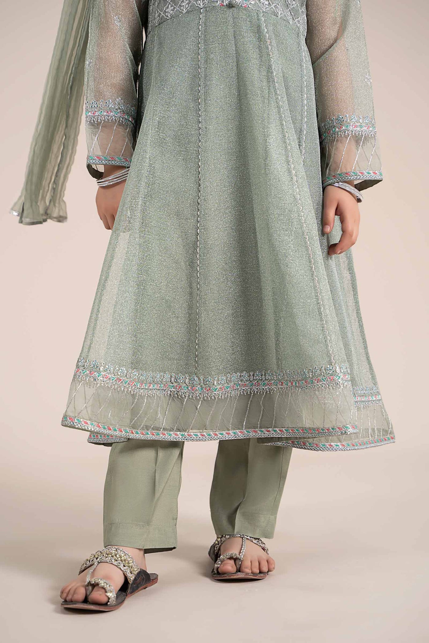 3 Piece Embroidered Zari Net Suit | MKS-EF25-01